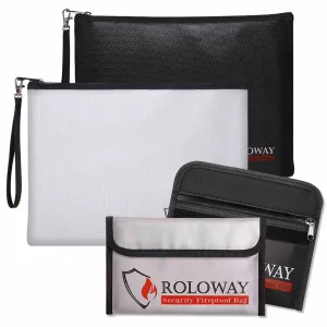 ROLOWAY SAFE 2-Pack Fireproof Document & Money Bags, 13.4x9.8 inch