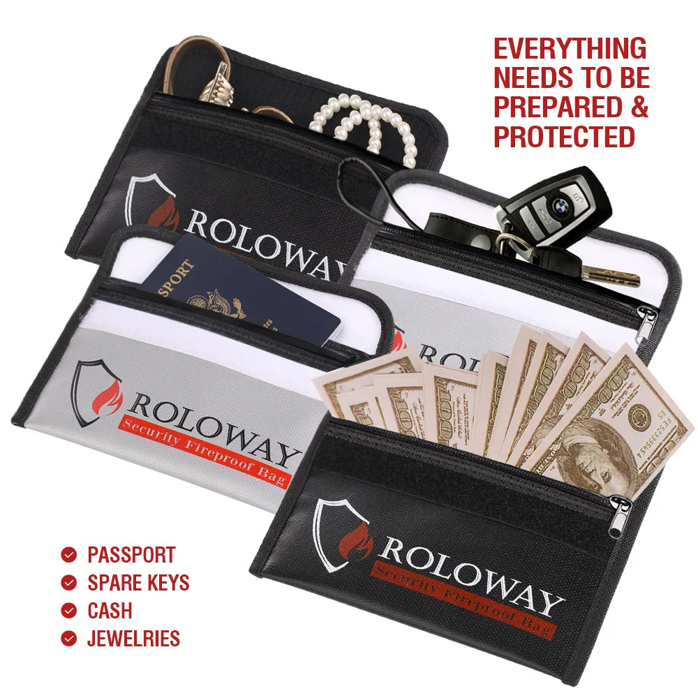 ROLOWAY SAFE 2-Pack Fireproof Document & Money Bags, 13.4x9.8 inch