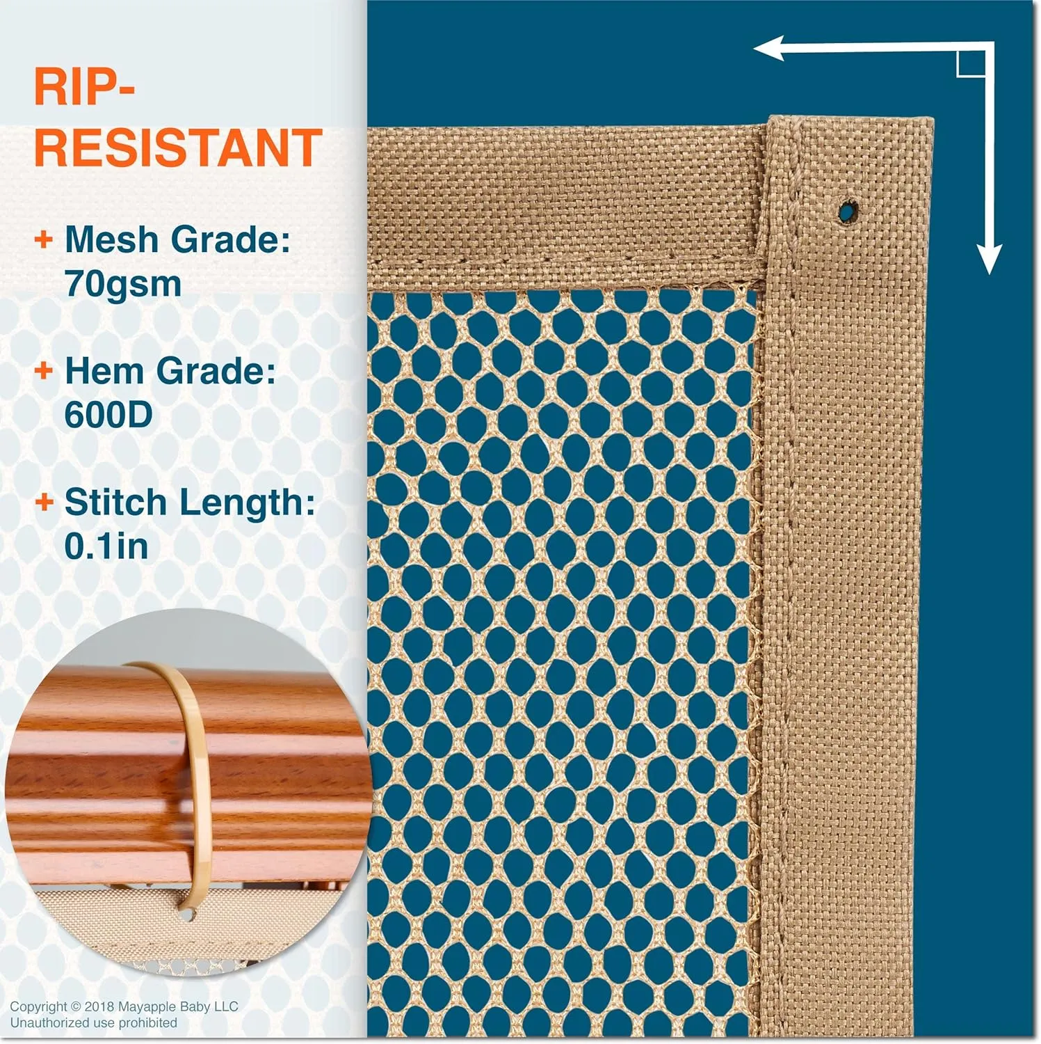 Roving Cove Stair Banister Guard 5ft x 3ft, Railing Safety Net for Baby Proofing, Child Safety Stairway Cover, Balcony Mesh Netting, Almond Brown