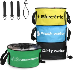 RV Hose Storage Bag Waterproof Camper Accessories Container RV Equipment Organizer Utility Bags for Sewer Hoses,Electrical Cords,Fresh Black Water Hoses and Other Parts (Multicolor Set -4 Pack)