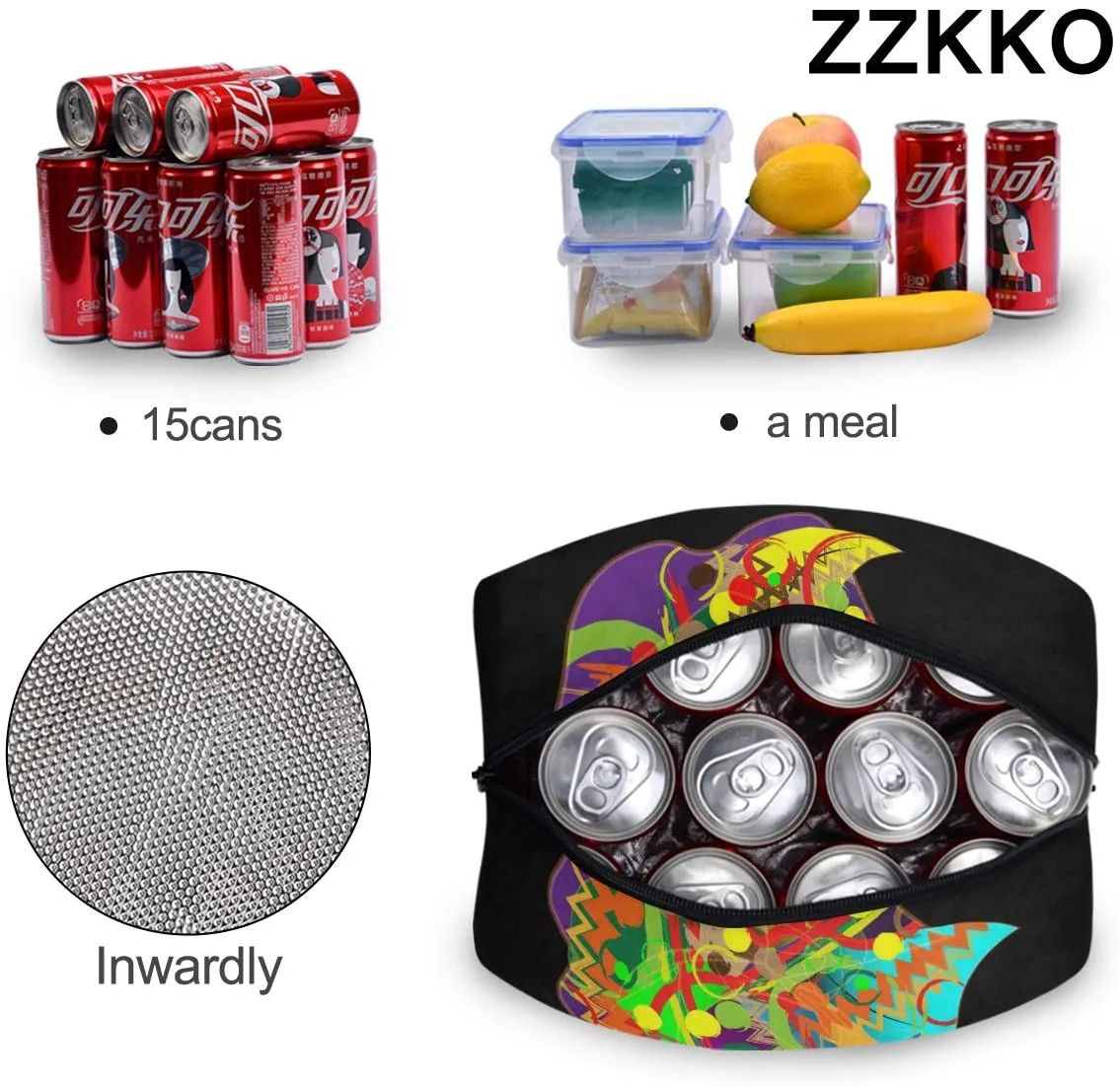 Rynx | ZZKKO Indian Lotus Ethnic Elephant Lunch Bag Box Tote Organizer Lunch Container Insulated Zipper Meal Prep Cooler Handbag For Women Men Home School Office Outdoor Use