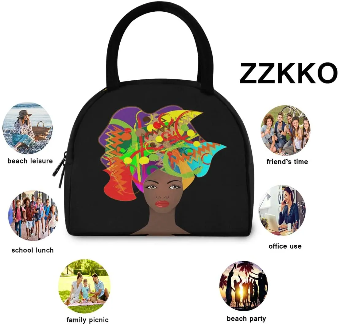 Rynx | ZZKKO Indian Lotus Ethnic Elephant Lunch Bag Box Tote Organizer Lunch Container Insulated Zipper Meal Prep Cooler Handbag For Women Men Home School Office Outdoor Use
