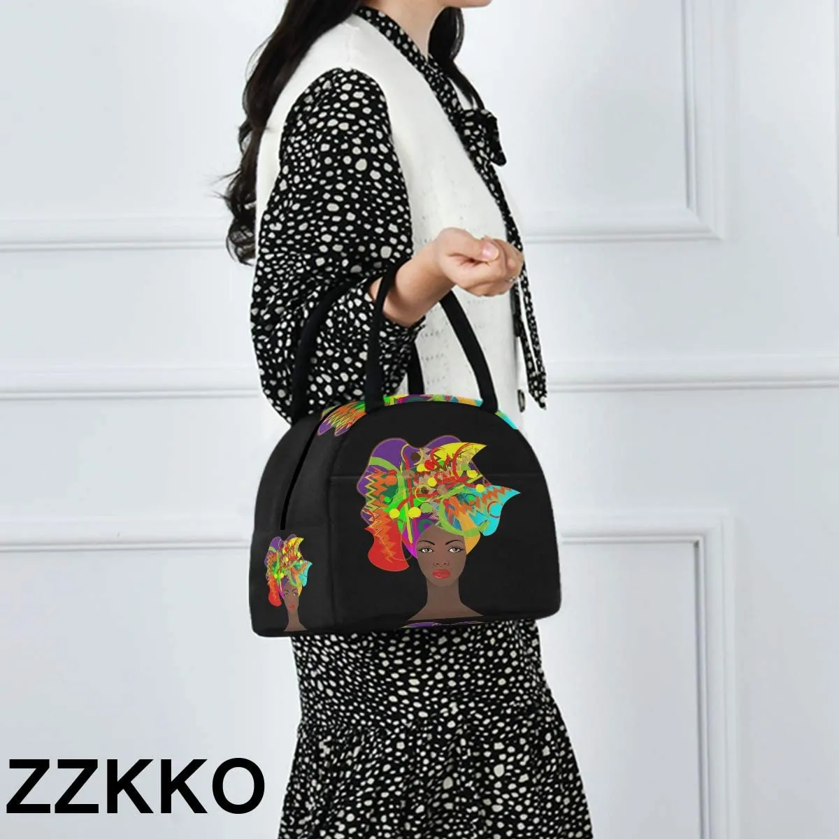 Rynx | ZZKKO Indian Lotus Ethnic Elephant Lunch Bag Box Tote Organizer Lunch Container Insulated Zipper Meal Prep Cooler Handbag For Women Men Home School Office Outdoor Use