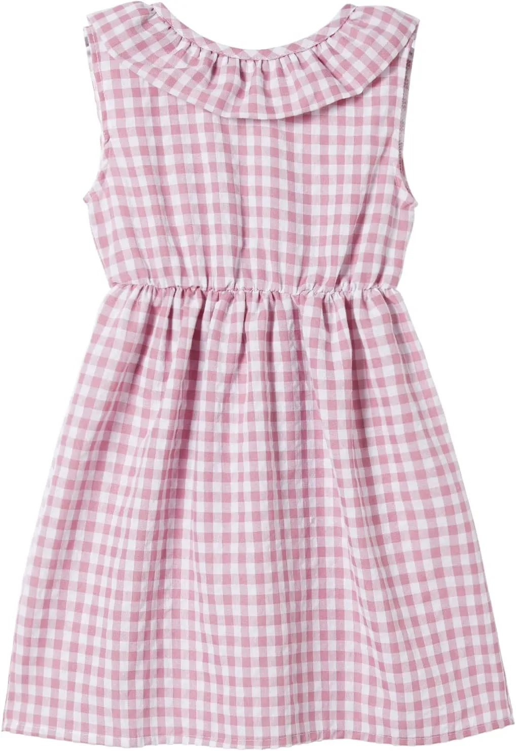 Rysly Toddler Baby Girls Cotton Linen Plaid Dress with Ruffle Back Straps and Bow Kids Casual Dress
