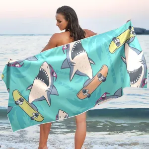 S-harks with Skateboarding Beach Towel Thin Quick Fast Dry Beach Towels for Travel Sports Pool Swimming Bath Camping Yoga Women Men 31 x 71in