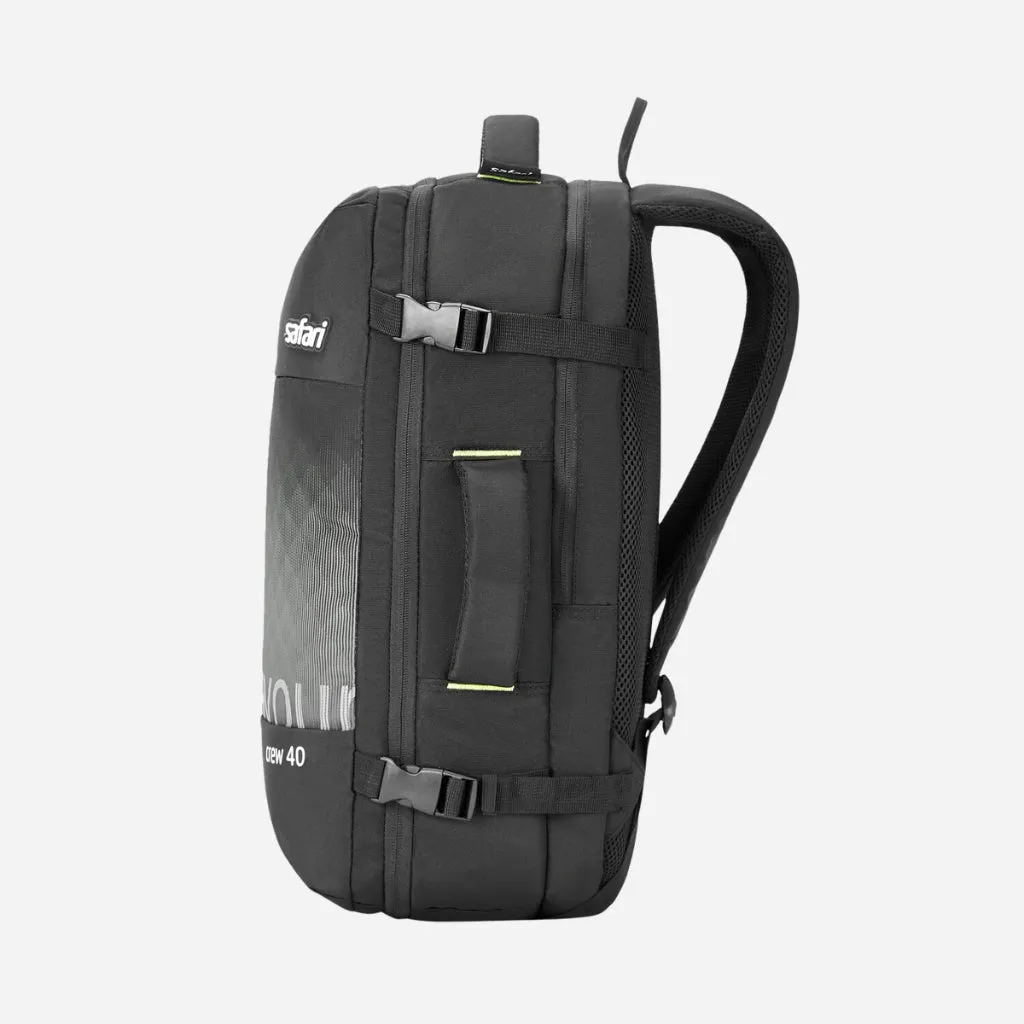 Safari Redan 40L Black Backpack Suitcase with Raincover & Luggage Style Packing