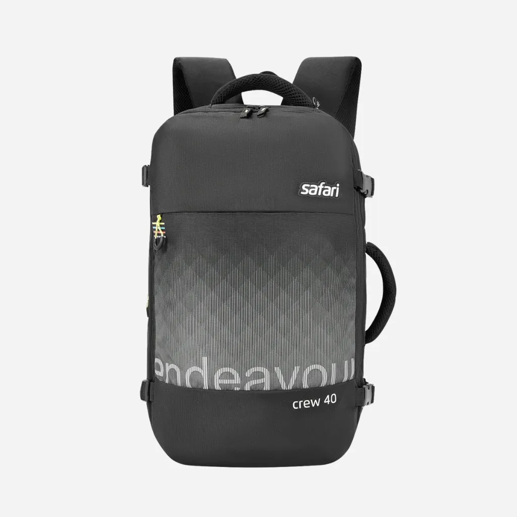 Safari Redan 40L Black Backpack Suitcase with Raincover & Luggage Style Packing