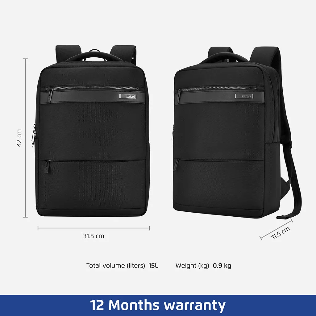 Safari Select Smart 15L Black Formal Backpack with Laptop Sleeve