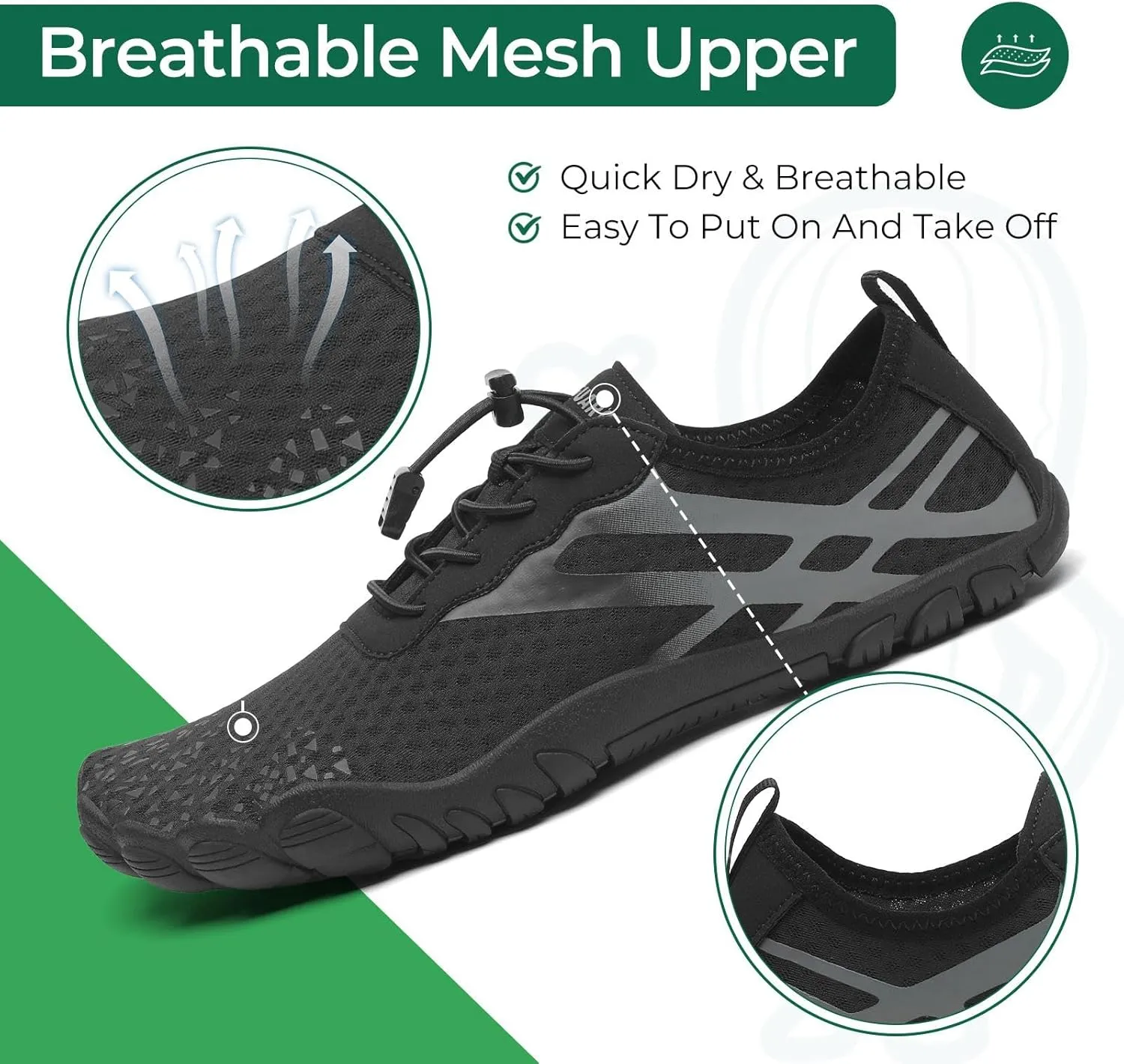 SAGUARO Quick-Dry Water Shoes for Women – Wide Toe Box Barefoot Shoes, Lightweight Breathable for Beach, Swimming and Outdoor Activities Size 6-11.5