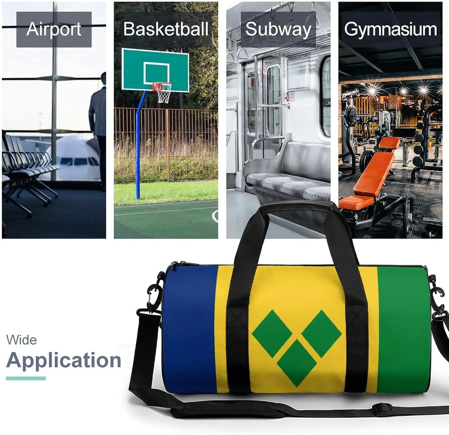 Saint Vincent Grenadines Flag Waterproof Gym Bag with Dry Wet Separation for Men Women Sports Travel Weekender
