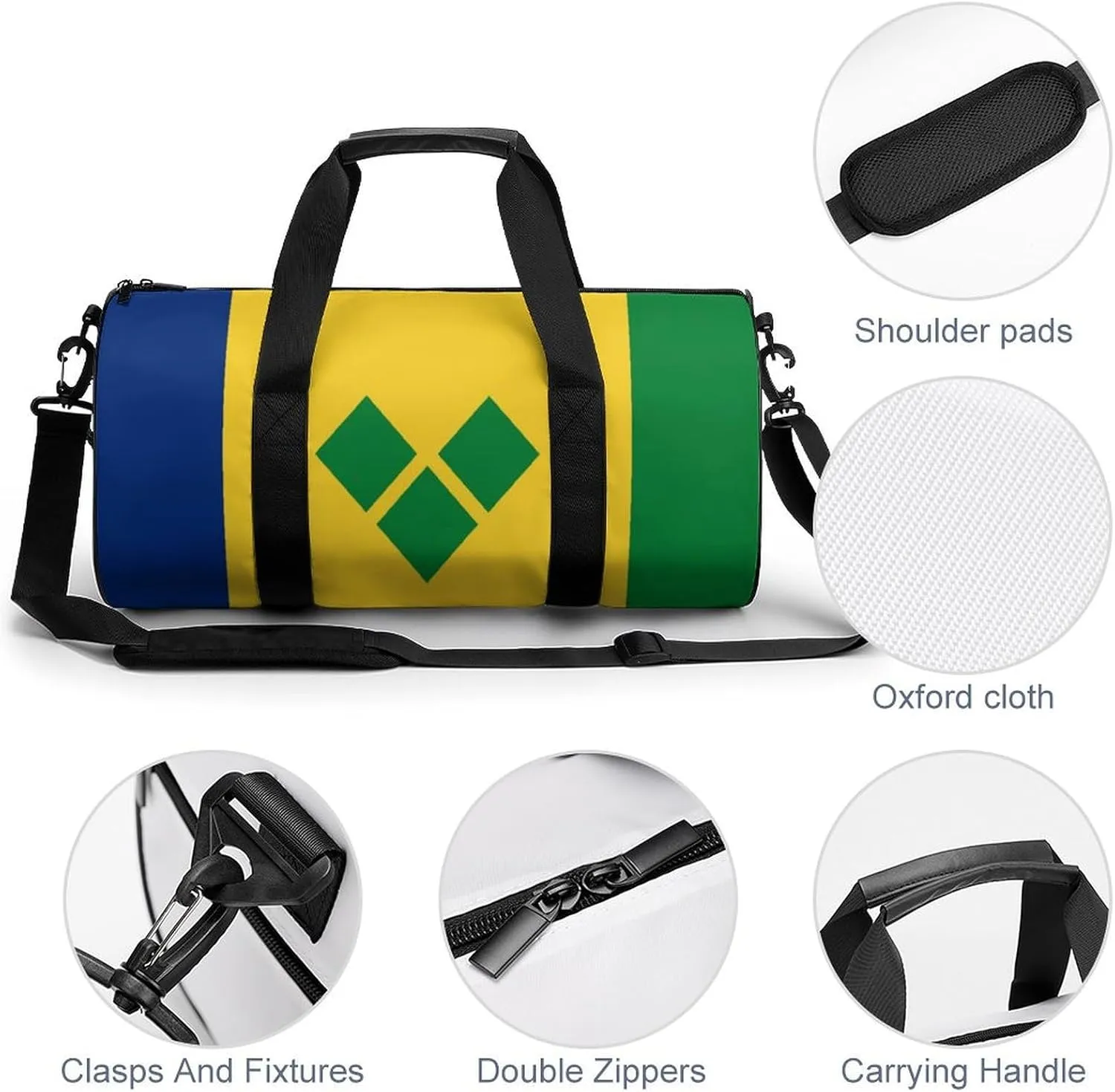 Saint Vincent Grenadines Flag Waterproof Gym Bag with Dry Wet Separation for Men Women Sports Travel Weekender