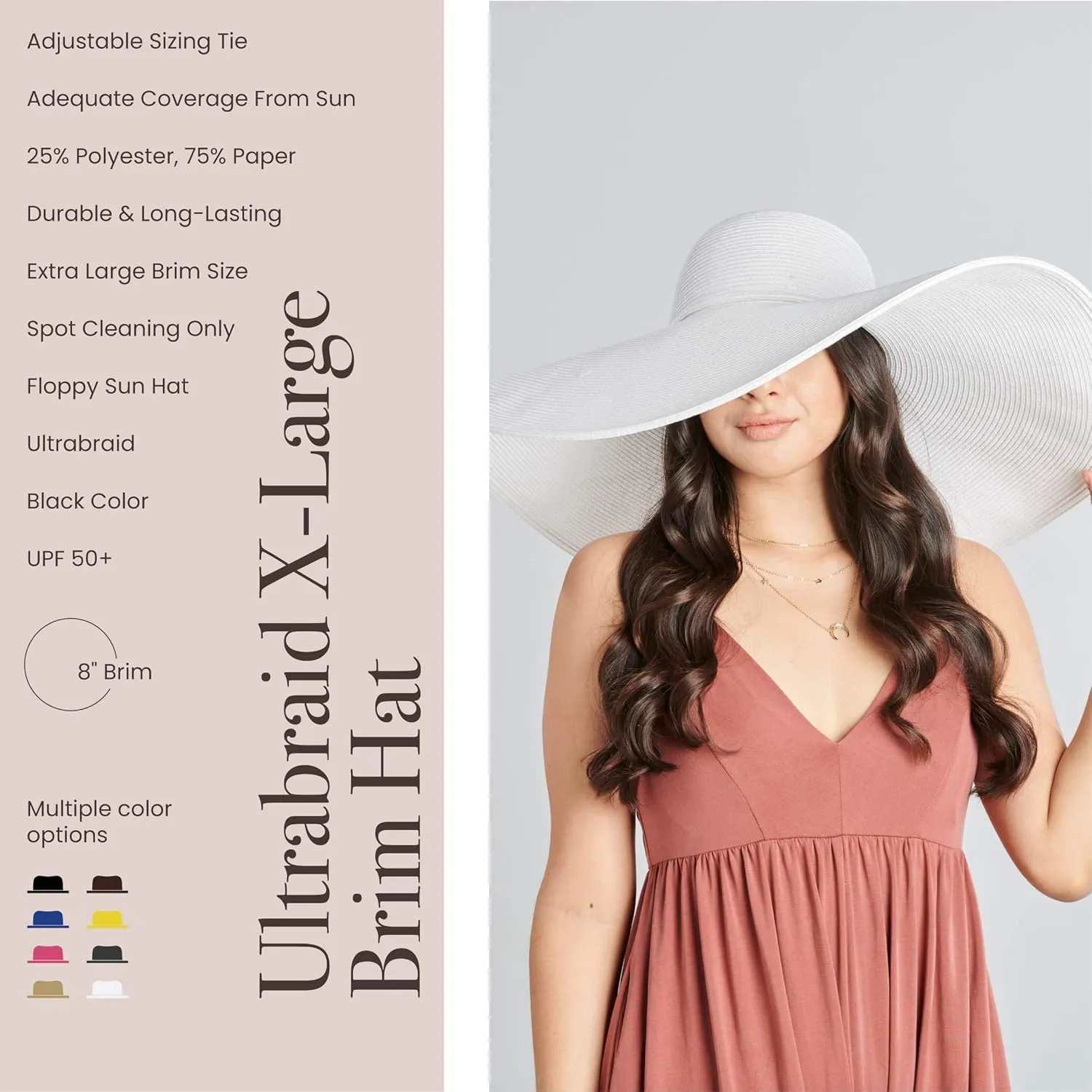 San Diego Hat Company Women's Ultrabraid X-Large Brim Hat, Adjustable Sun Hat with UPF 50 