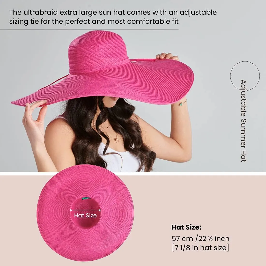 San Diego Hat Company Women's Ultrabraid X-Large Brim Hat, Adjustable Sun Hat with UPF 50 