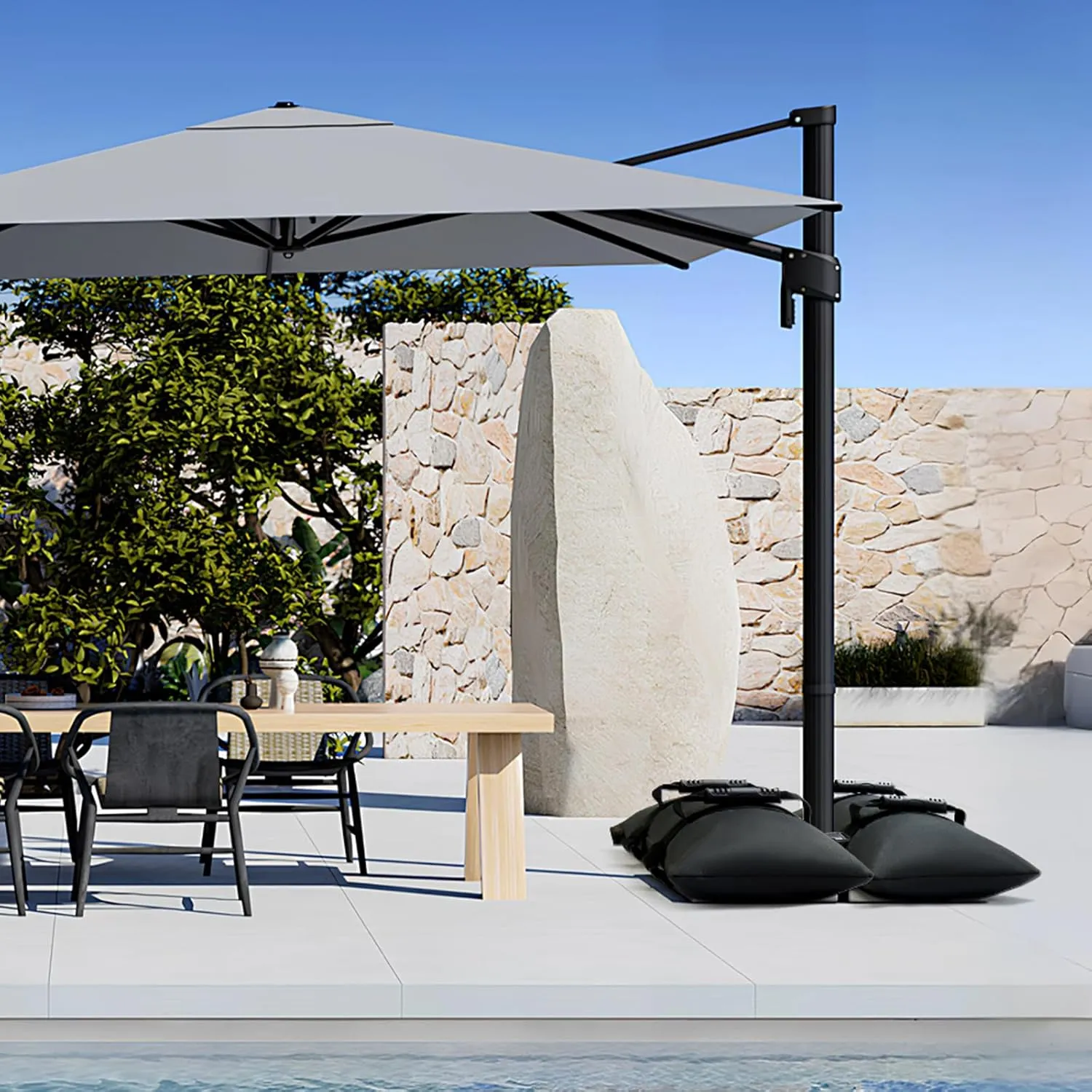 Sand Bags for Weight, 2-Pack 50LBS Heavy-Duty Fillable Sandbags for Weight to Hold Down Umbrella Base, Patio & Cantilever Umbrella Stands, Outdoor Furniture(Without Sand)(2, Medium)