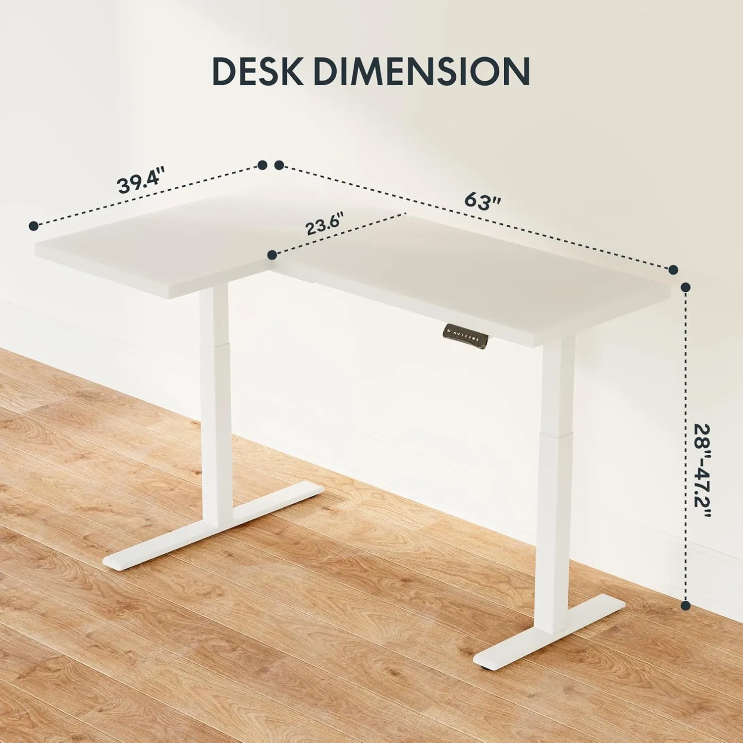 SANODESK 63-Inch Large Dual Motor L-Shaped Electric Height Adjustable Standing Desk - Reversible Panel - White Top/White Frame - Ideal for Gaming, Home Office or Computer Workstation