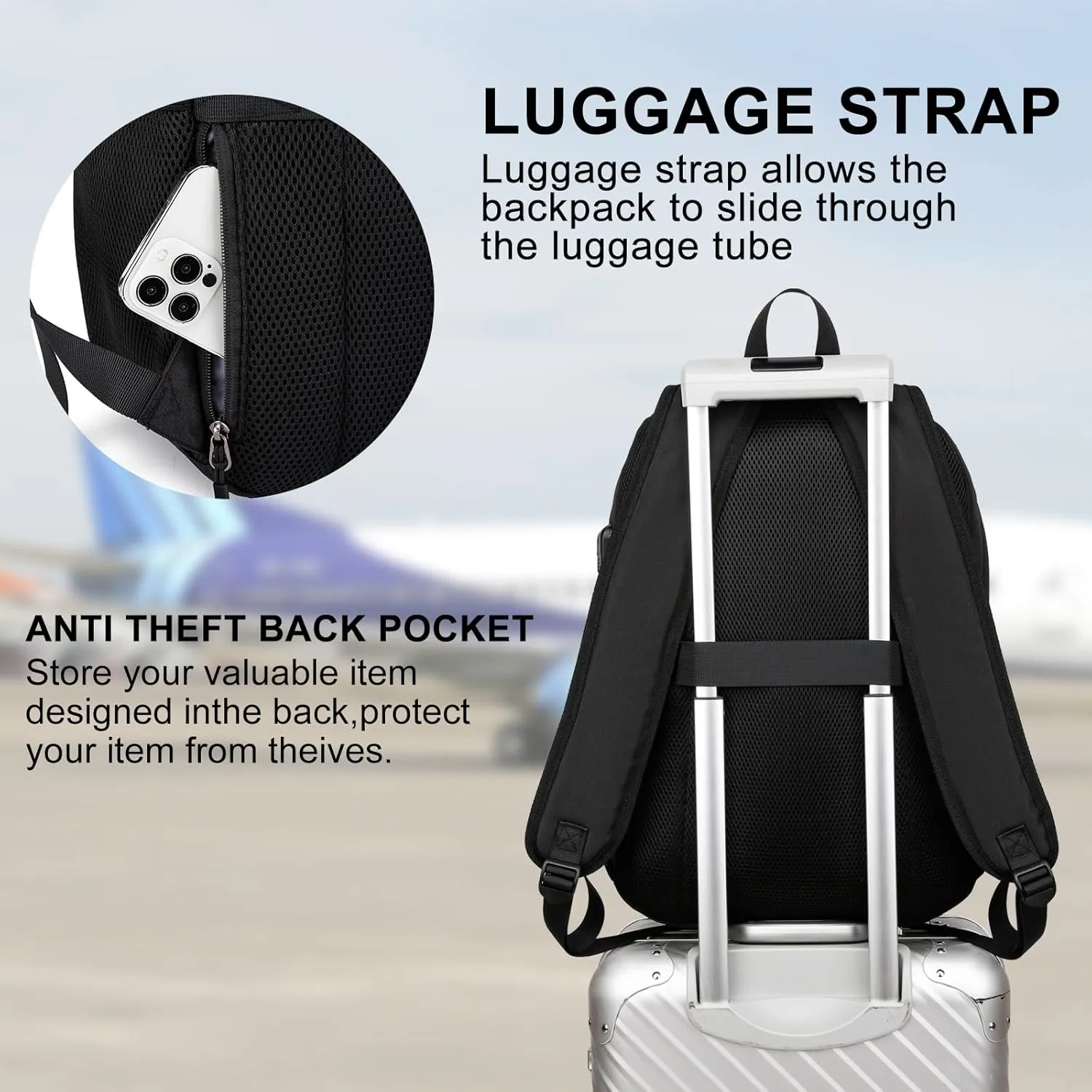 School Backpack for Teens Boy, Bookbag for Men Women with 17.3 inch Laptop Sleeve Computer College Black Over 3 Years Old