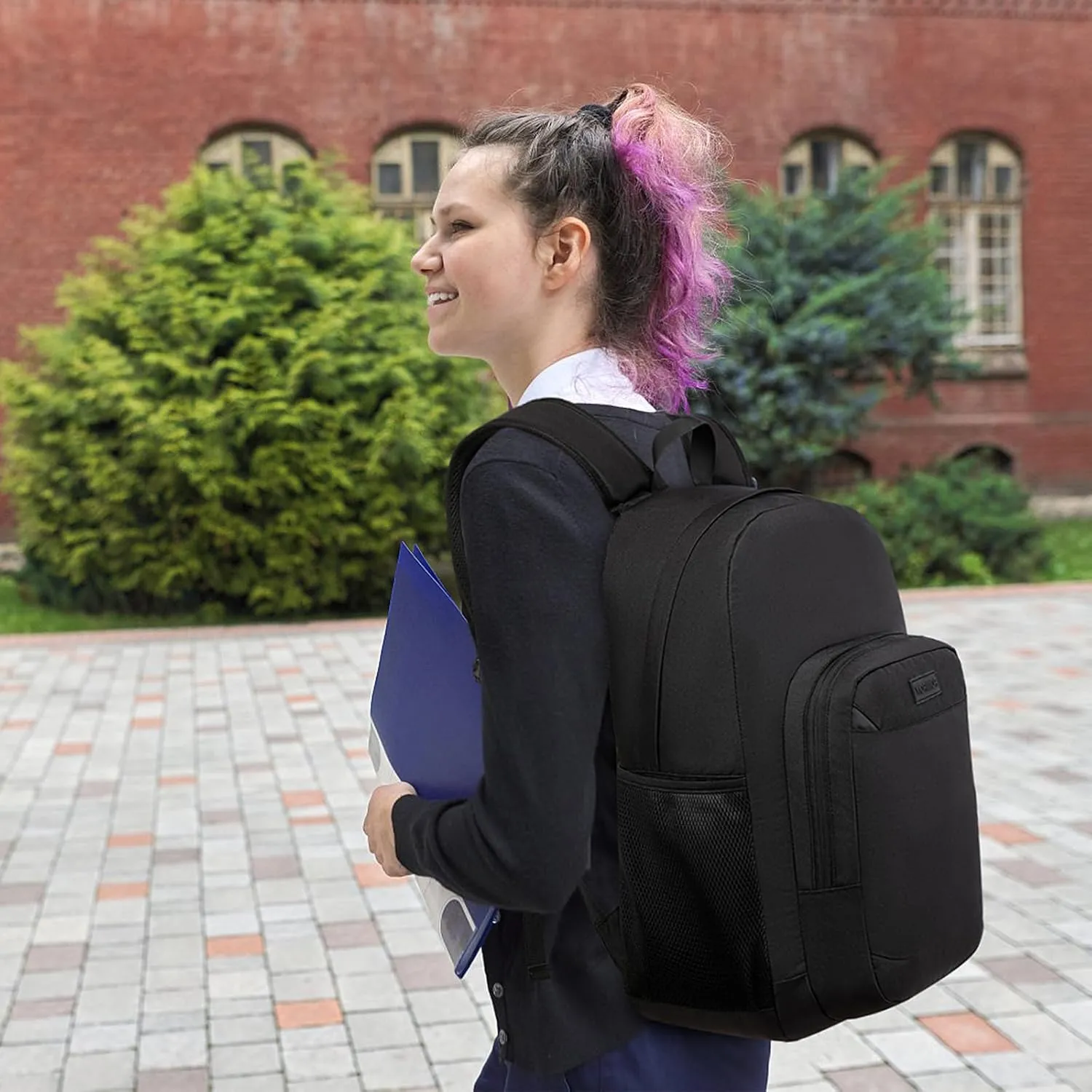 School Backpack for Teens Boy, Bookbag for Men Women with 17.3 inch Laptop Sleeve Computer College Black Over 3 Years Old