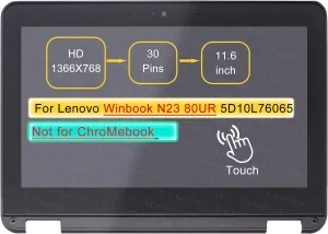 Screen Replacement Digitizer Assembly for Lenovo Winbook N23 80UR 80UR0004US (NOT for ChroMebook) 11.6" LCD On-Cell Touch Display Panel 30 pin HD 1366 * 768 with Bezel