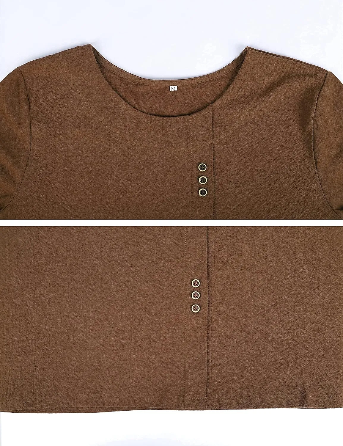 SCUSTY Oversized Crew Neck Linen Tops for Women Short Sleeve Cotton Blend Tee Shirts