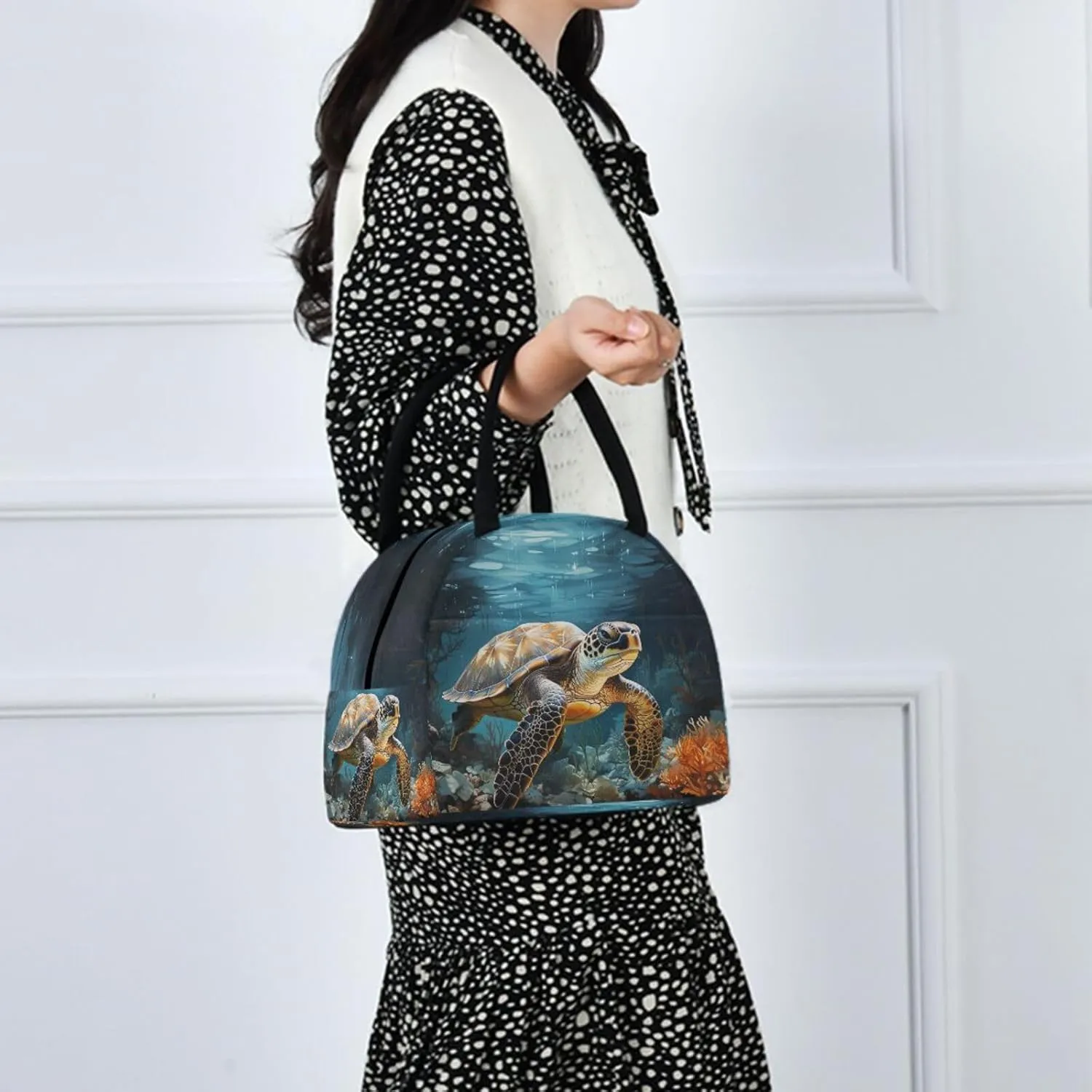 Sea Turtle Lunch Bag for Women Men Reusable Insulated Lunch Tote Bag for Office Work School Picnic Hiking