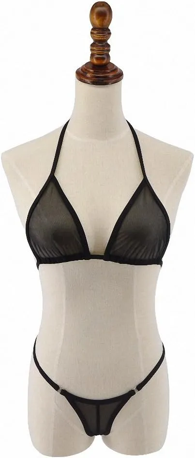 See Through Micro Bikini Set Brazilian Sheer Sex Swimwear Beachwear Swimsuit