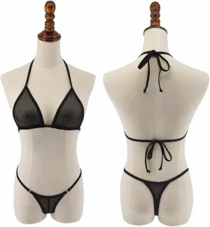 See Through Micro Bikini Set Brazilian Sheer Sex Swimwear Beachwear Swimsuit