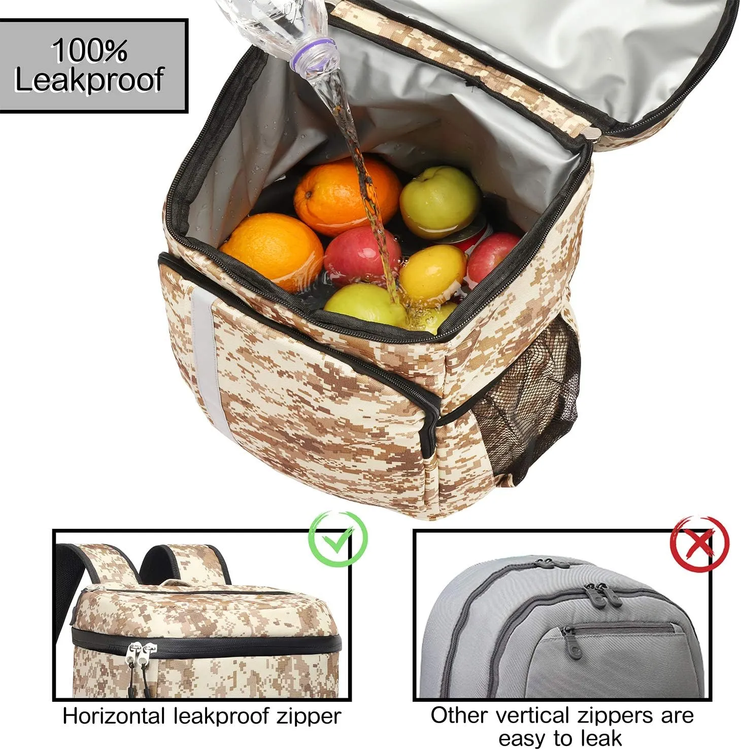 SEEHONOR Insulated Cooler Backpack Leakproof Soft Cooler Bag Lightweight Backpack with Cooler for Lunch Picnic Hiking Camping Beach Park Day Trips 45 Cans