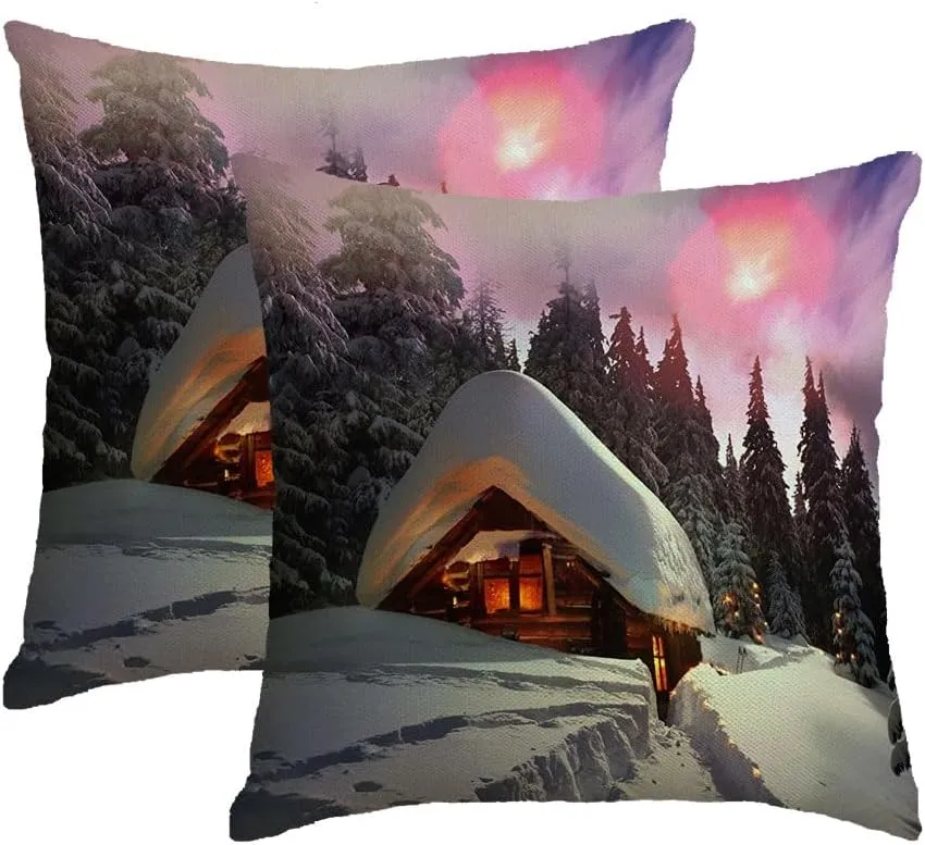 Set of 2 Waterproof Pillow Covers Linen Climbing Tourist Wild Alpine Mountain Forest Abandoned Parks Outdoor Fantasy Holidays Canopy Star Throw Pillow Cushion Case for Couch, Outdoor 16x16 Inch
