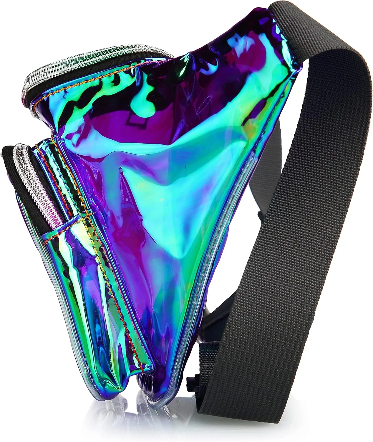 Shiny Neon Fanny Bag for Women Rave Festival Hologram Bum Travel Waist Pack (Iridescent Purple)
