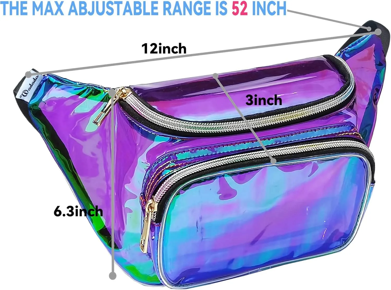 Shiny Neon Fanny Bag for Women Rave Festival Hologram Bum Travel Waist Pack (Iridescent Purple)