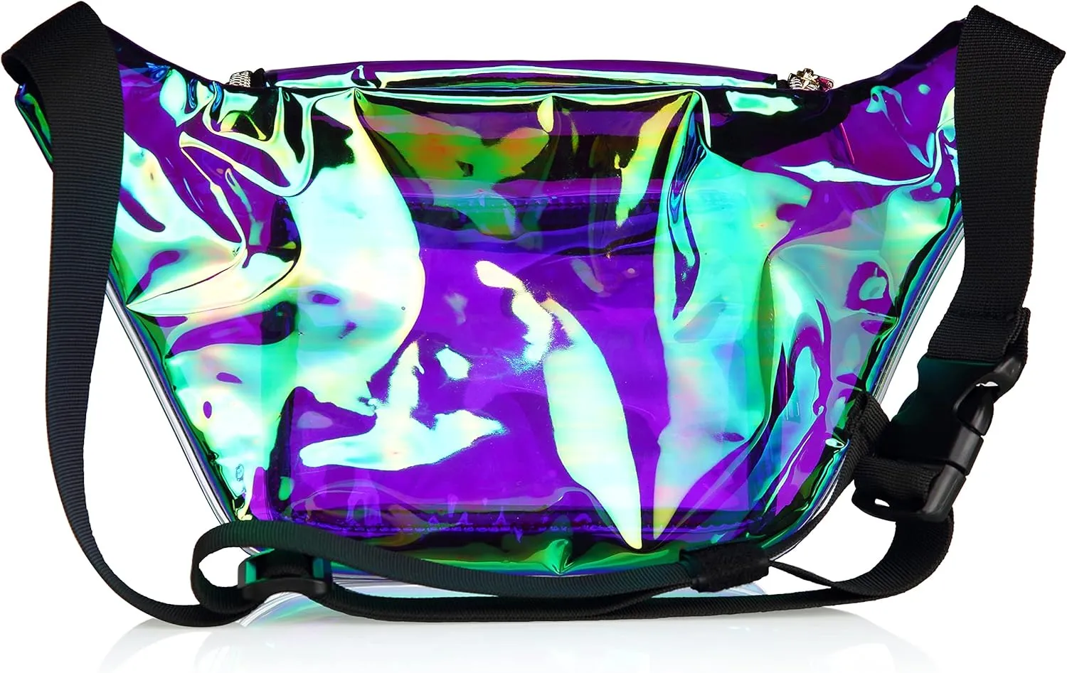 Shiny Neon Fanny Bag for Women Rave Festival Hologram Bum Travel Waist Pack (Iridescent Purple)
