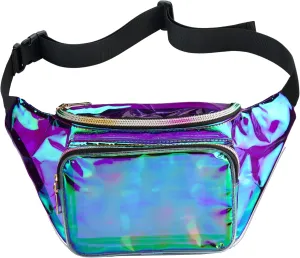 Shiny Neon Fanny Bag for Women Rave Festival Hologram Bum Travel Waist Pack (Iridescent Purple)