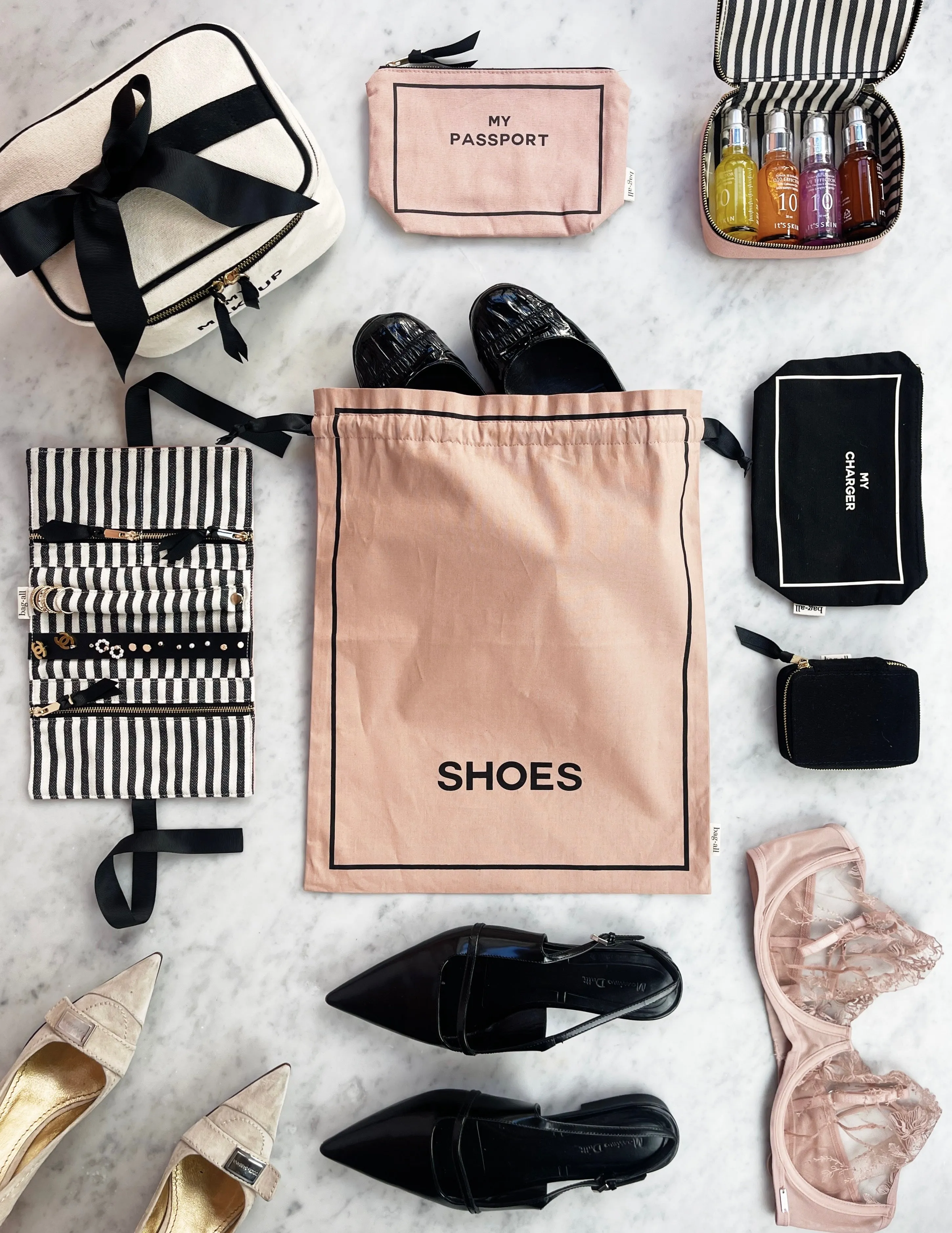 Shoe Bag, Travel & Closet Organizer – Pink/Blush