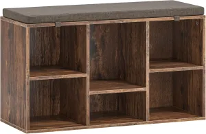 Shoe Storage Bench, 6 Cubbies Shoe Rack Bench with Padded Seat, Space Saving Shoe Shelf for Entryway, Living Room, Hallway, Bedroom