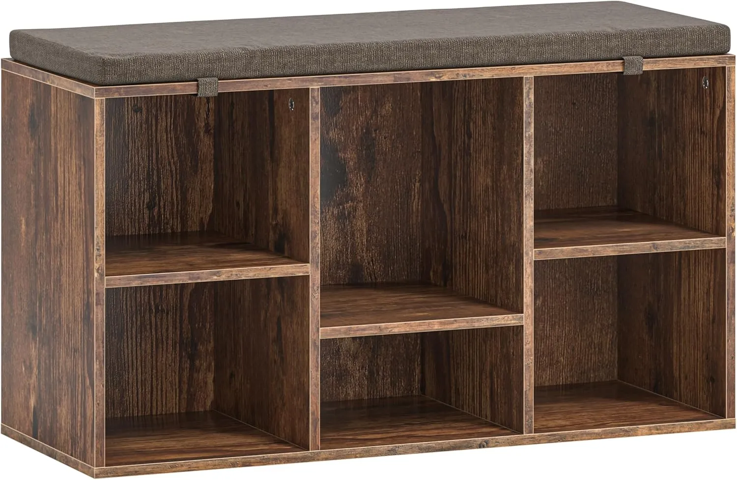 Shoe Storage Bench, 6 Cubbies Shoe Rack Bench with Padded Seat, Space Saving Shoe Shelf for Entryway, Living Room, Hallway, Bedroom