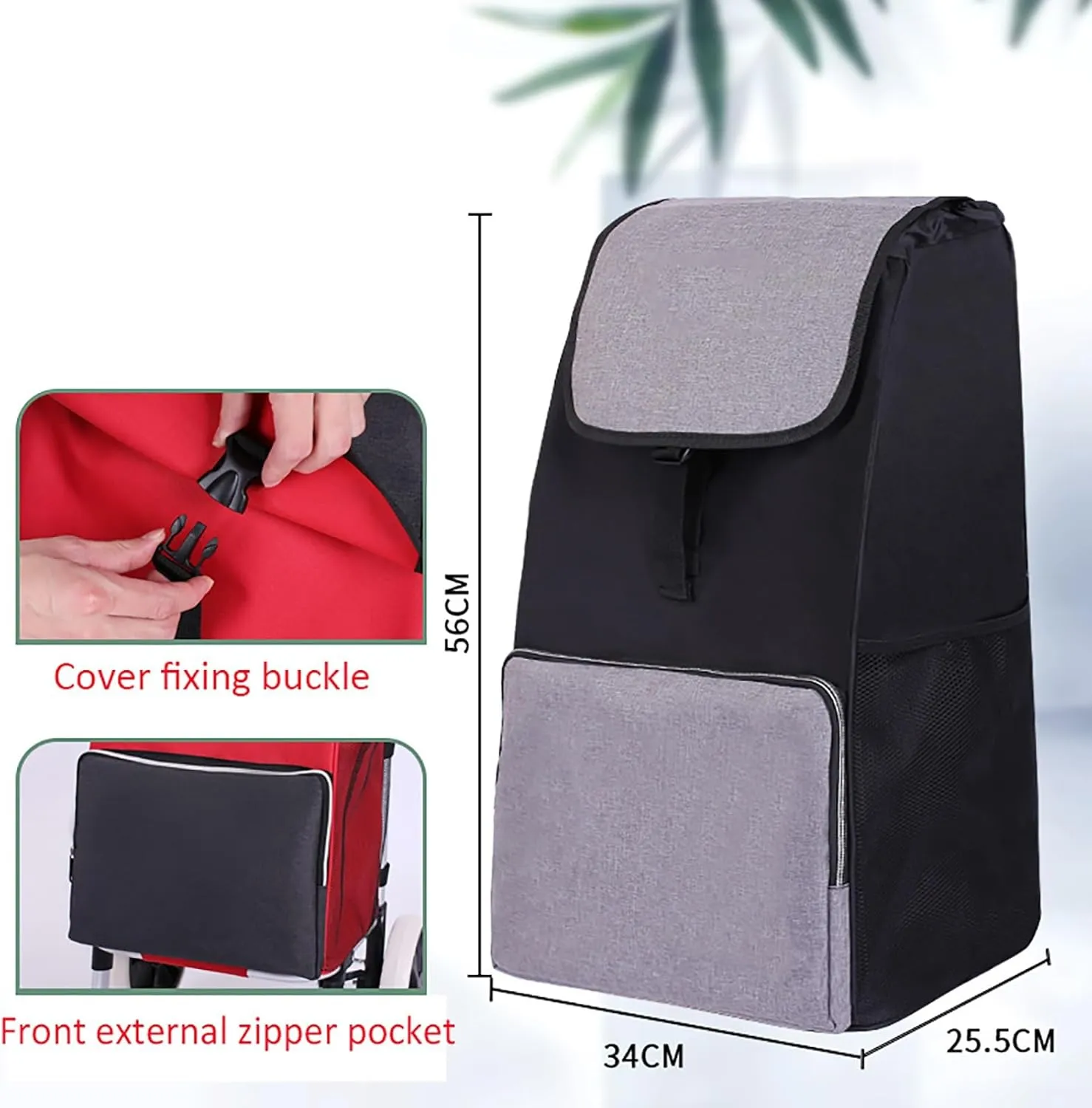Shopping Cart Replacement Trolley, Waterproof Spare Storage Bag with Side and Front Pockets - 48L