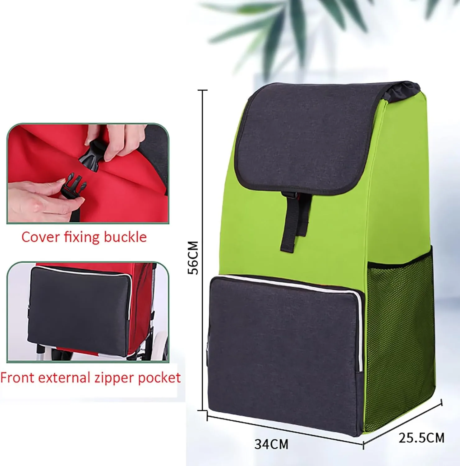 Shopping Cart Replacement Trolley, Waterproof Spare Storage Bag with Side and Front Pockets - 48L