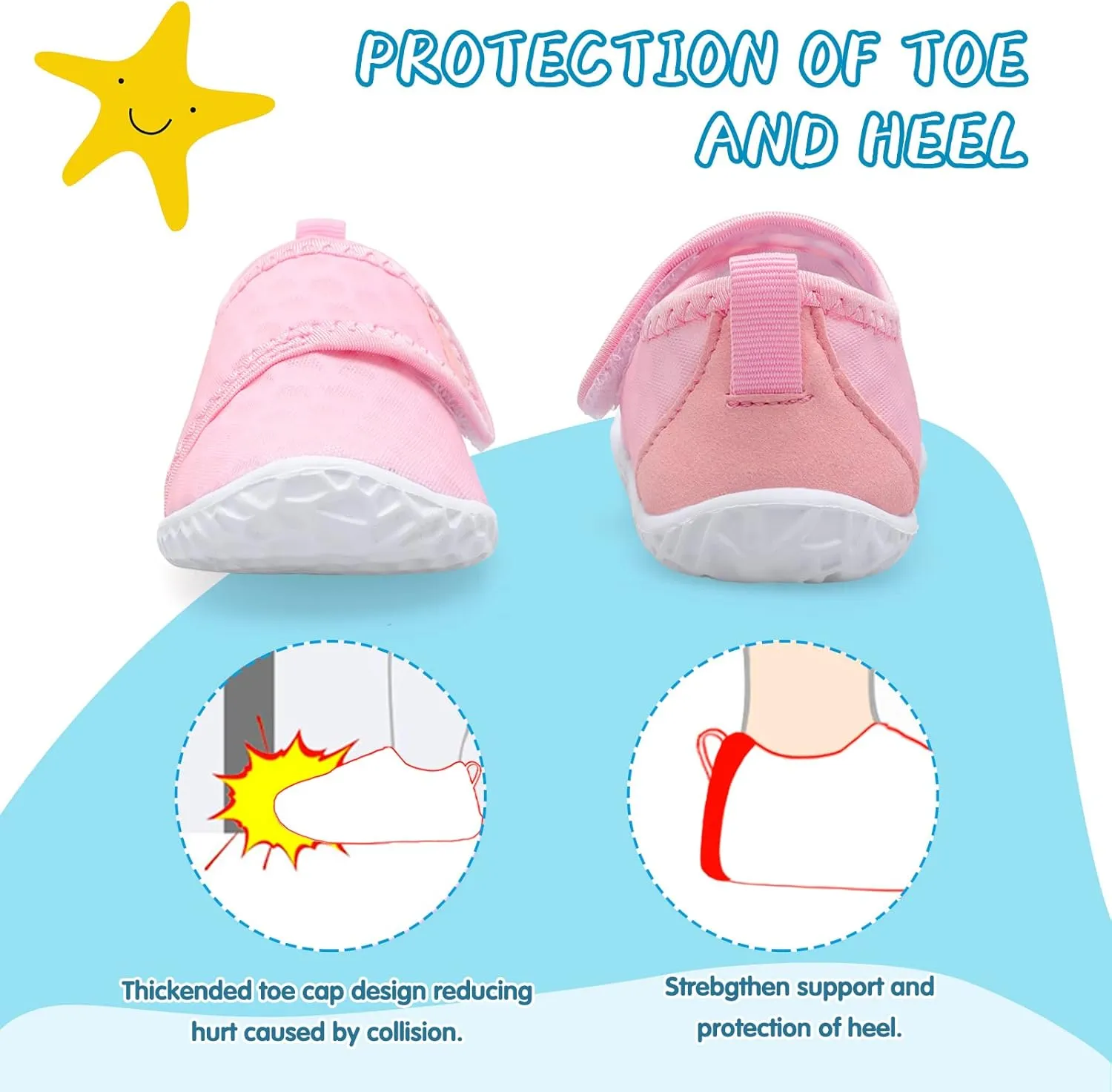 shopUAL Toddler Water Shoes Kids Girls Boys Beach Aqua Socks Skin Barefoot Walking Water Shoes Quick Dry Non-Slip Breathable Swim Pool Surf