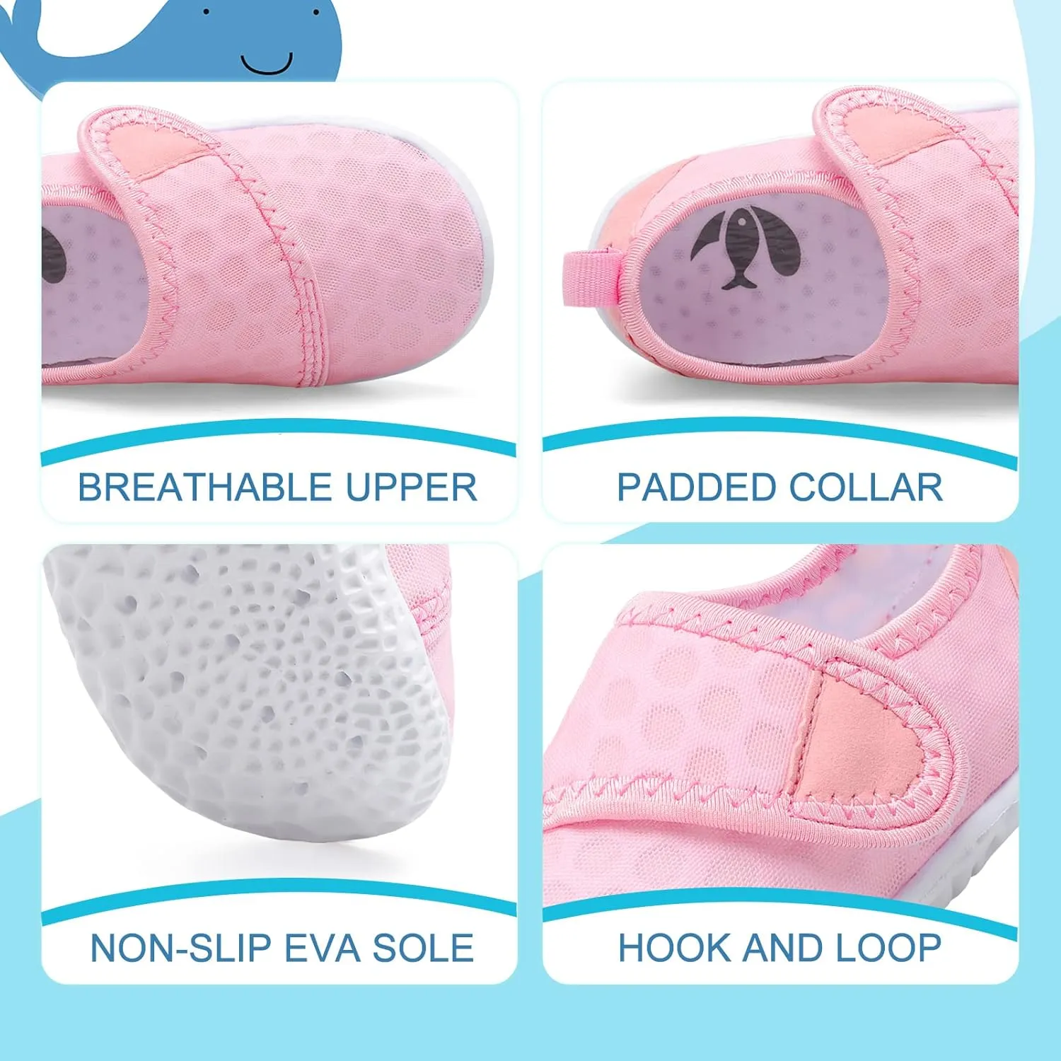 shopUAL Toddler Water Shoes Kids Girls Boys Beach Aqua Socks Skin Barefoot Walking Water Shoes Quick Dry Non-Slip Breathable Swim Pool Surf