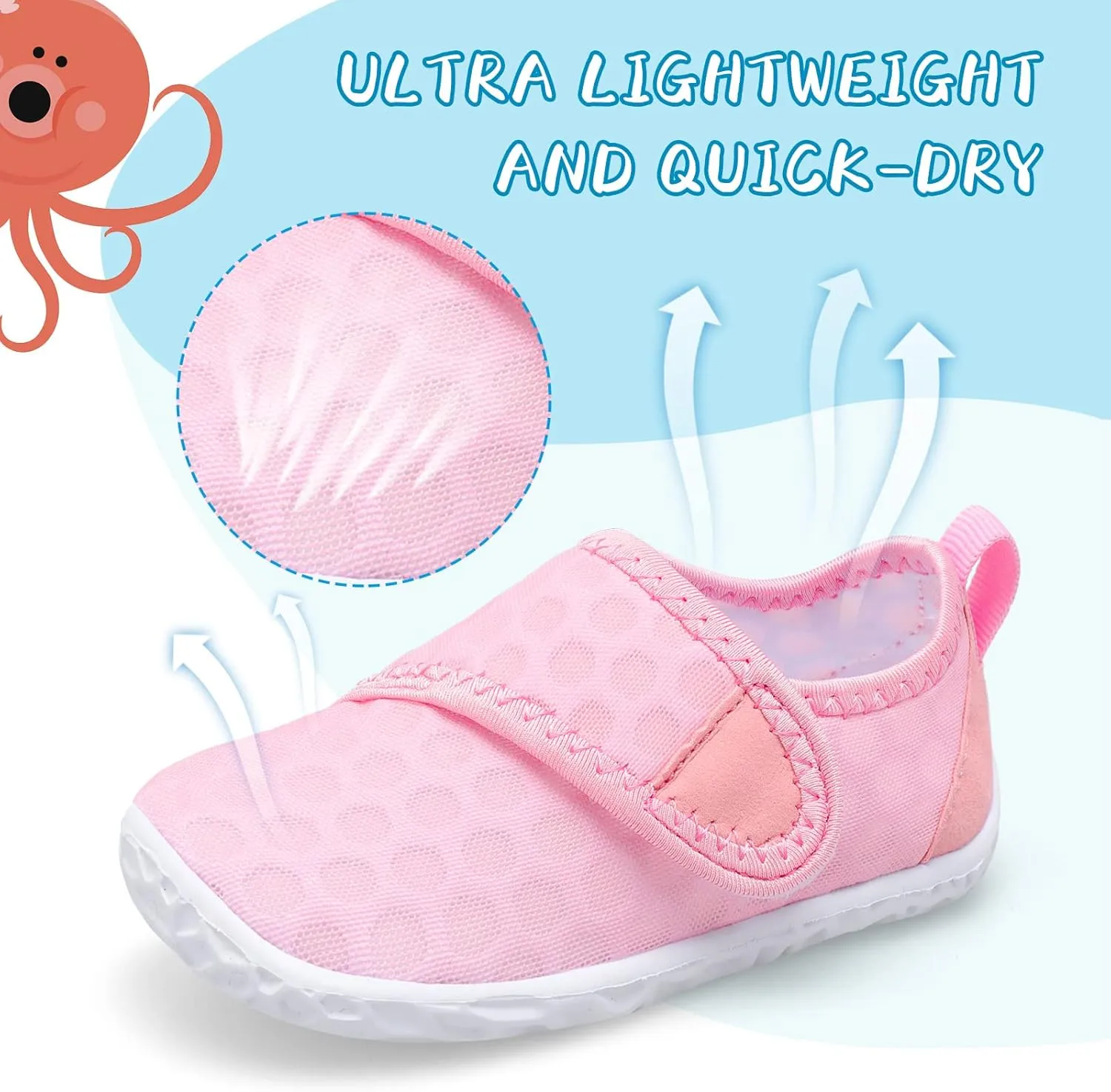 shopUAL Toddler Water Shoes Kids Girls Boys Beach Aqua Socks Skin Barefoot Walking Water Shoes Quick Dry Non-Slip Breathable Swim Pool Surf