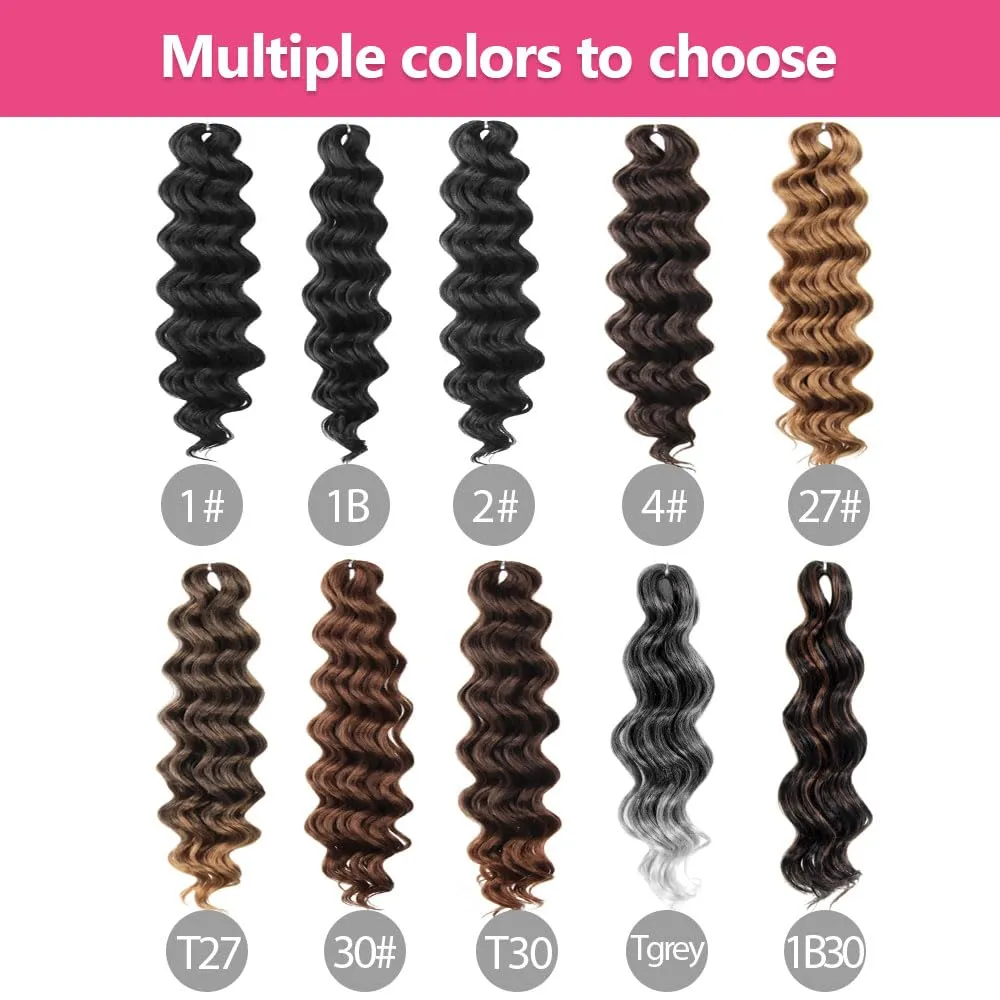Short Ocean Wave Crochet Hair 9 Inch 8 Packs Water Wave Crochet Hair Synthetic Wavy Crochet Braids P1B/30(Mix Black/Dark Brown)