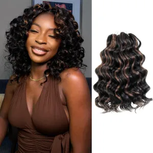 Short Ocean Wave Crochet Hair 9 Inch 8 Packs Water Wave Crochet Hair Synthetic Wavy Crochet Braids P1B/30(Mix Black/Dark Brown)