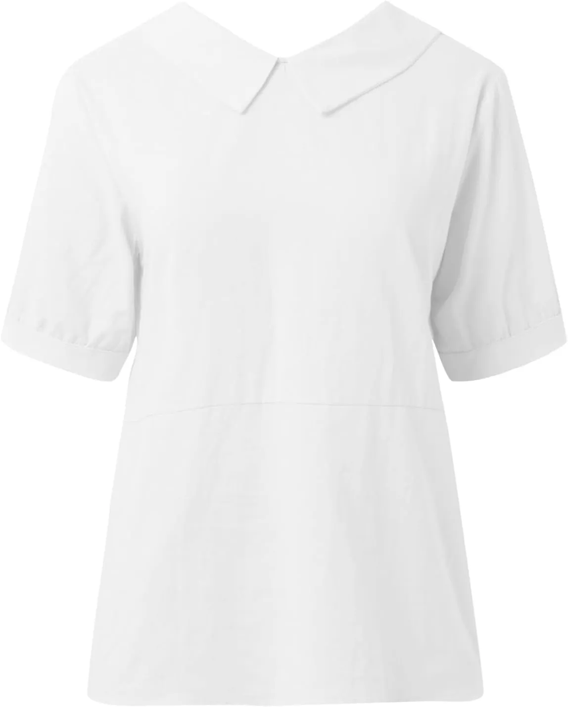 Short Sleeve Linen Shirts for Women Eyelet Summer Tops Casual Loose Blouses Gauze T-Shirts Collar Neck Basic Tee