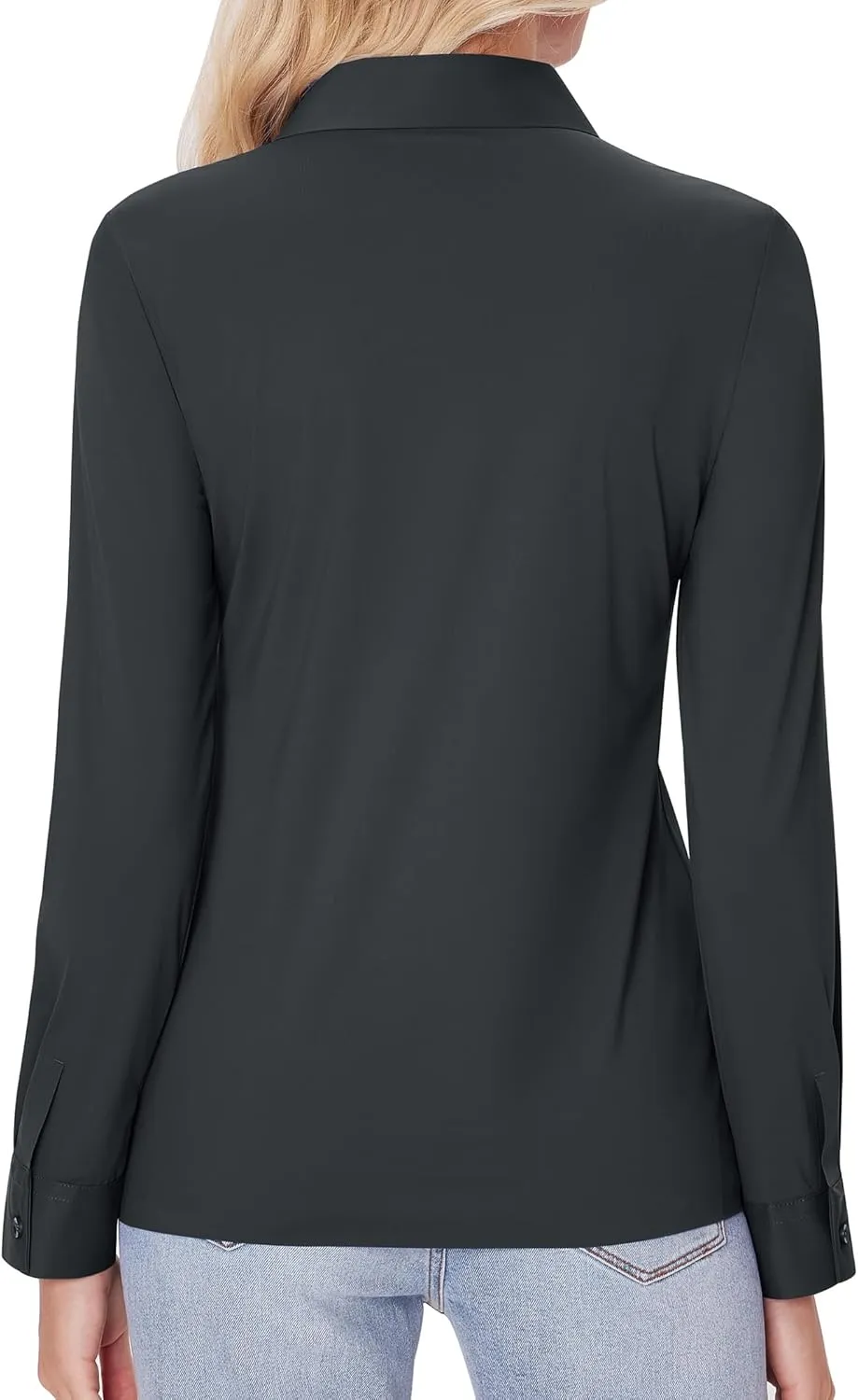 siliteelon Button Down Shirts for Women Slim fit Long Sleeve Stretch Dress Shirts Work Shirt Wrinkle Free Office Blouses