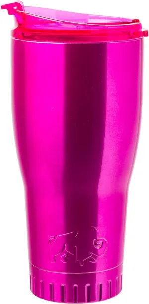 Silver Buffalo Double Walled Vacuum Insulated Stainless Steel Tumbler With Flip Top Lid Keeps Hot and Cold, Travel Coffee Mug Leakproof Lid, 30 Ounces, Classic Pink