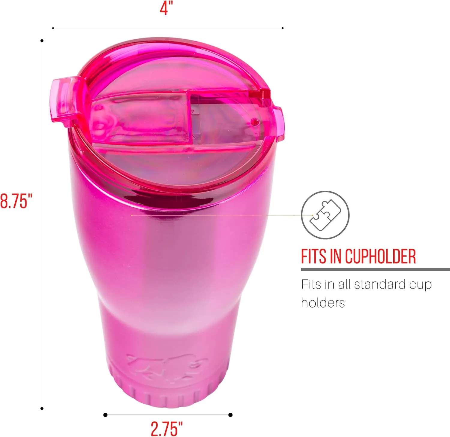 Silver Buffalo Double Walled Vacuum Insulated Stainless Steel Tumbler With Flip Top Lid Keeps Hot and Cold, Travel Coffee Mug Leakproof Lid, 30 Ounces, Classic Pink