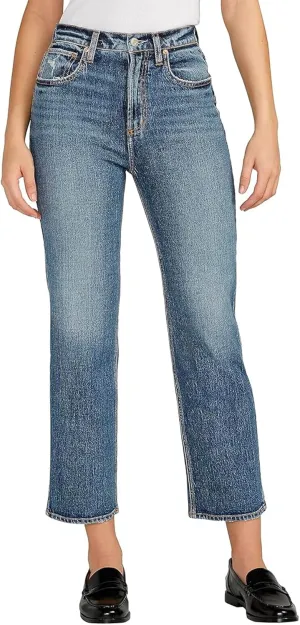 Silver Jeans Co. Women's Highly Desirable High Rise Straight Leg Jeans-Legacy