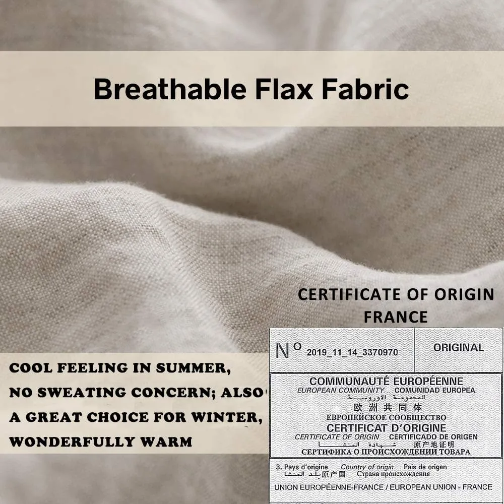 Simple&Opulence 100% Linen Duvet Cover Set with Embroidery Washed - 3 Pieces (1 Duvet Cover with 2 Pillow Shams) with Button Closure Soft Breathable Farmhouse - Linen, King Size