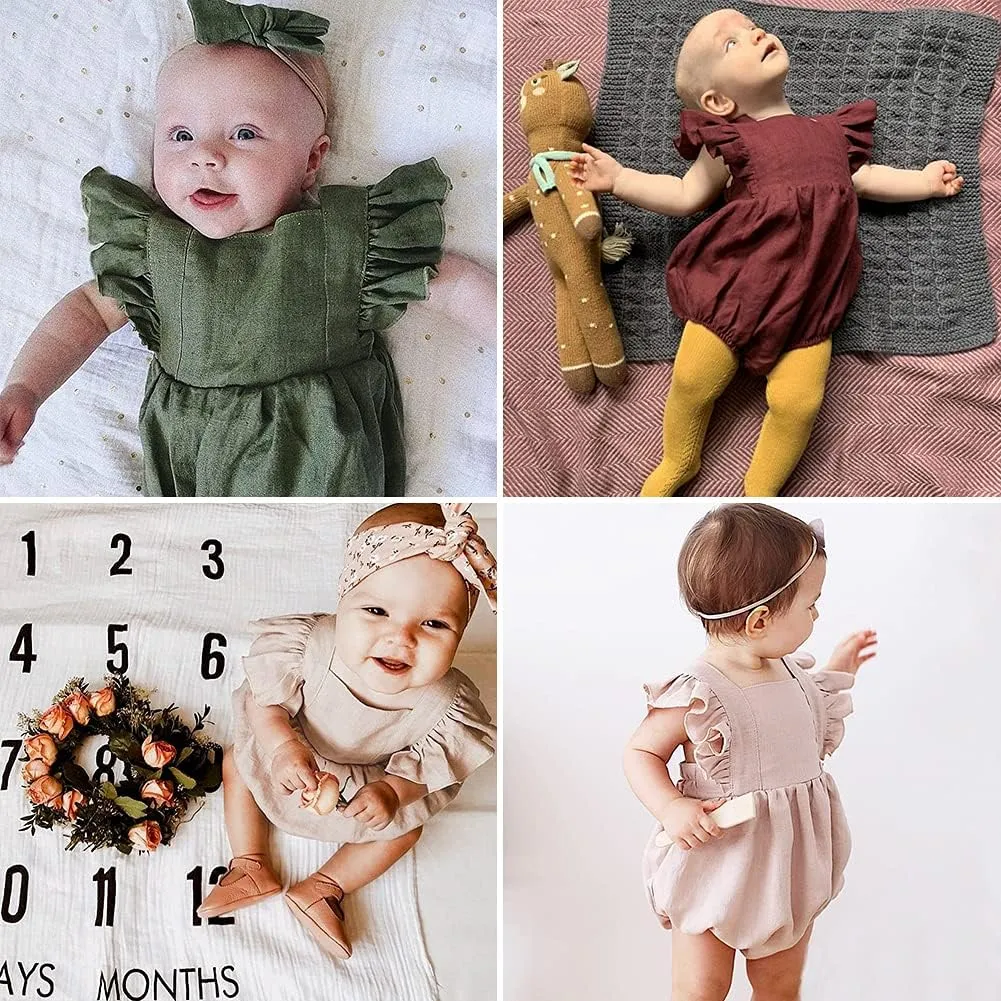 Simplee kids Baby Boys Girls Ruffle Romper Summer Outfit Jumpsuit Linen Bodysuits