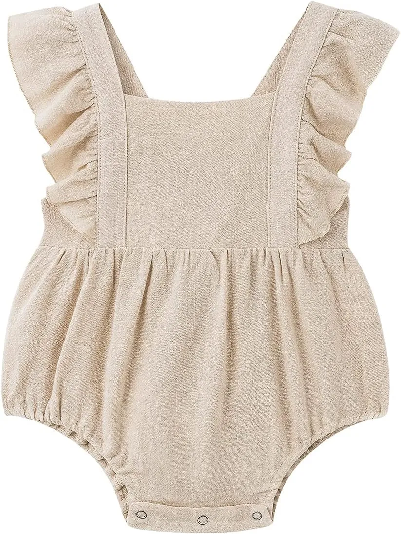 Simplee kids Baby Boys Girls Ruffle Romper Summer Outfit Jumpsuit Linen Bodysuits